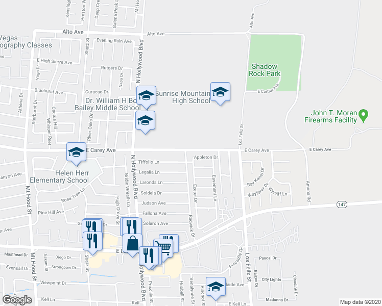 map of restaurants, bars, coffee shops, grocery stores, and more near 6942 Appleton Drive in Las Vegas