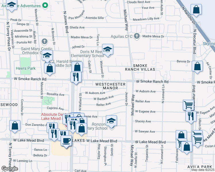map of restaurants, bars, coffee shops, grocery stores, and more near in Las Vegas