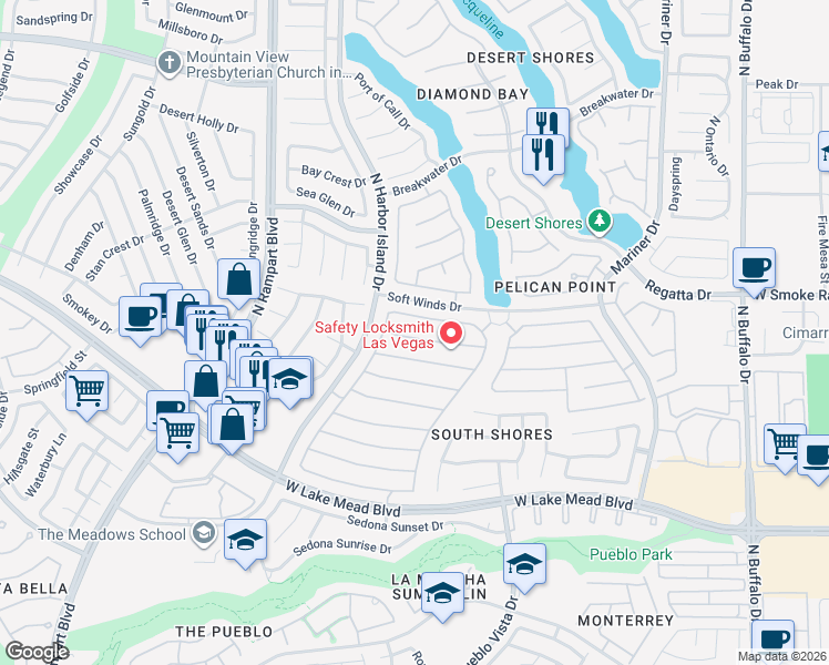 map of restaurants, bars, coffee shops, grocery stores, and more near 8245 Ocean Terrace Way in Las Vegas