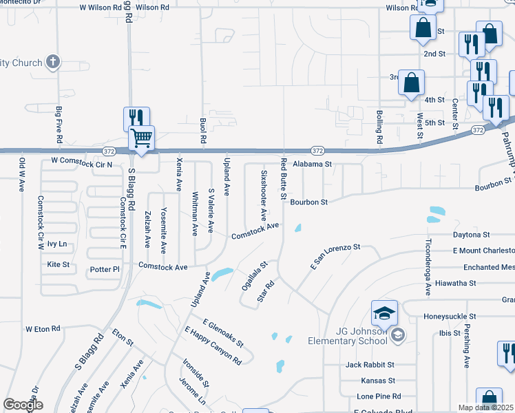 map of restaurants, bars, coffee shops, grocery stores, and more near 1131 South Thunderpass Avenue in Pahrump