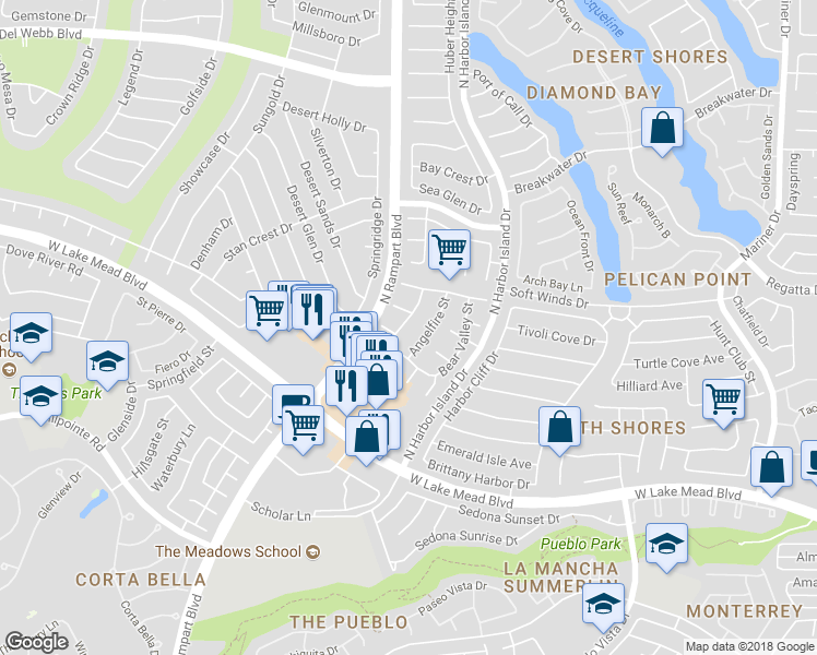 map of restaurants, bars, coffee shops, grocery stores, and more near 2216 Sapphire Valley Street in Las Vegas