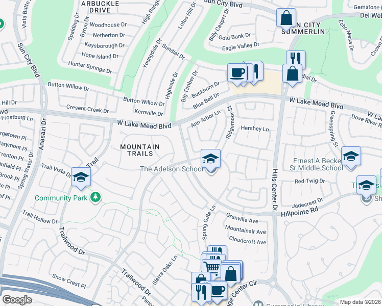 map of restaurants, bars, coffee shops, grocery stores, and more near 2309 Bloomington Drive in Las Vegas