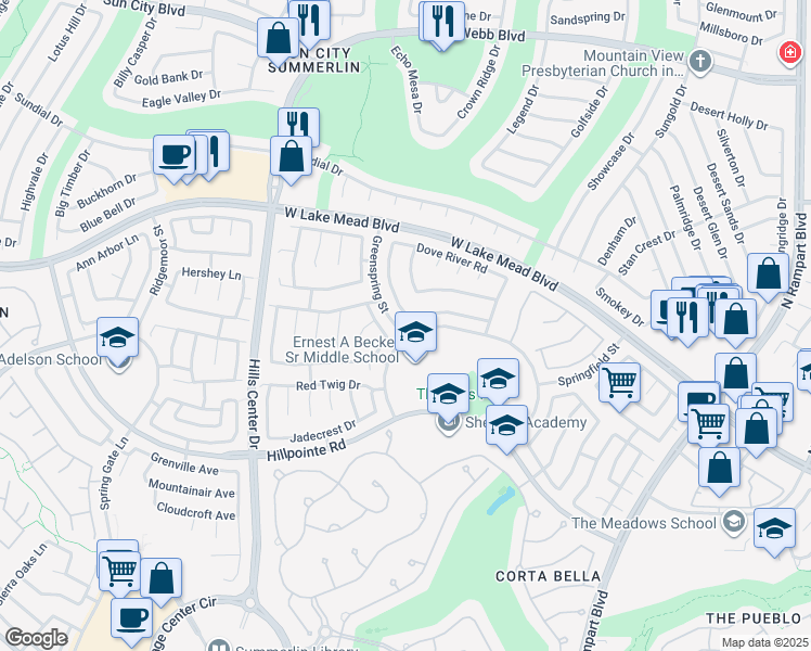 map of restaurants, bars, coffee shops, grocery stores, and more near 9137 Cotton Rose Way in Las Vegas