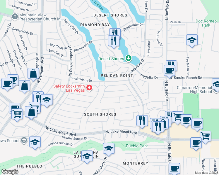 map of restaurants, bars, coffee shops, grocery stores, and more near 8013 Coral Point Avenue in Las Vegas