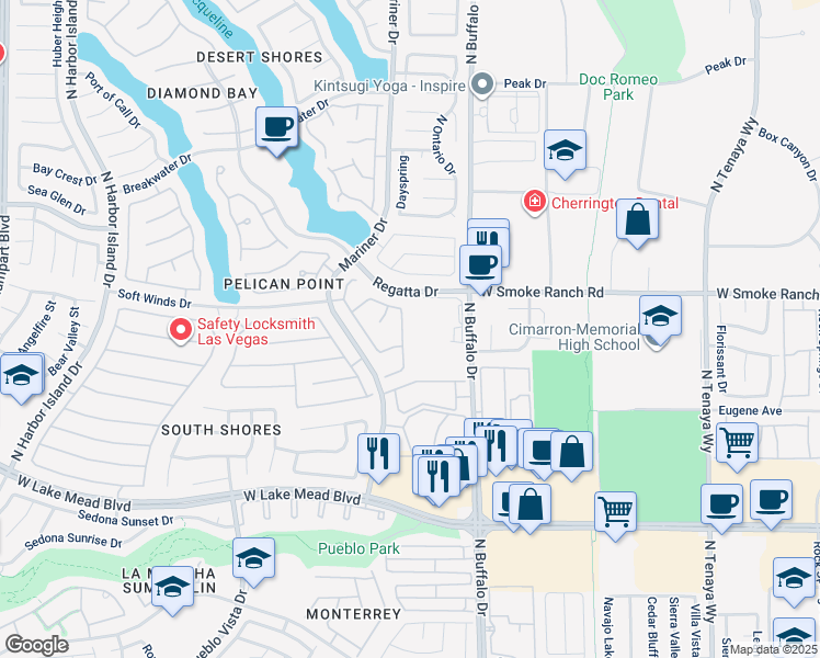 map of restaurants, bars, coffee shops, grocery stores, and more near 2308 Chapman Hill Drive in Las Vegas