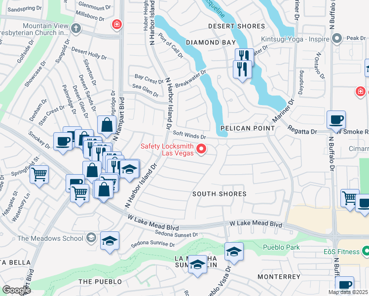 map of restaurants, bars, coffee shops, grocery stores, and more near 8245 Ocean Terrace Way in Las Vegas