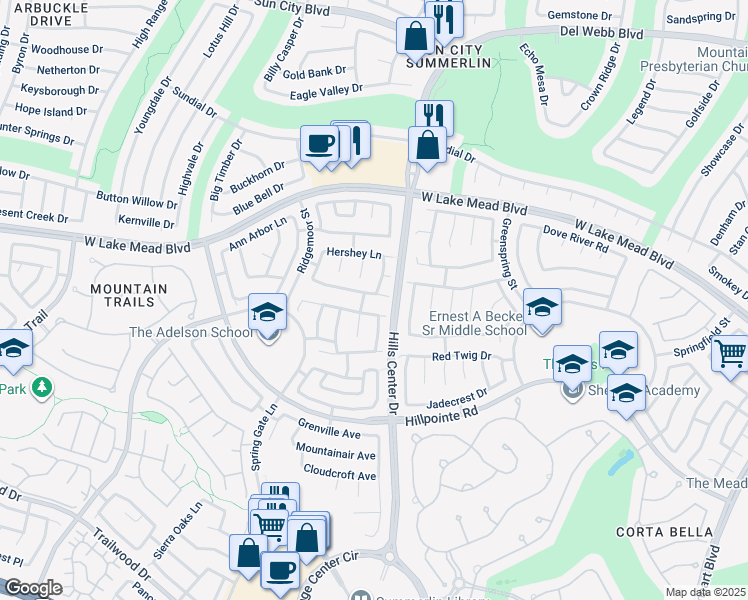 map of restaurants, bars, coffee shops, grocery stores, and more near 9421 Amber Valley Lane in Las Vegas
