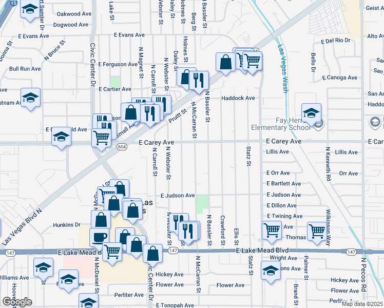 map of restaurants, bars, coffee shops, grocery stores, and more near 2315 North McCarran Street in North Las Vegas