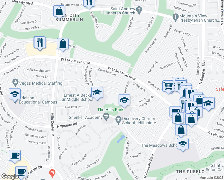 map of restaurants, bars, coffee shops, grocery stores, and more near 9017 Cotton Rose Way in Las Vegas