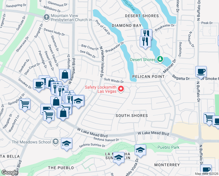 map of restaurants, bars, coffee shops, grocery stores, and more near 8245 Ocean Terrace Way in Las Vegas