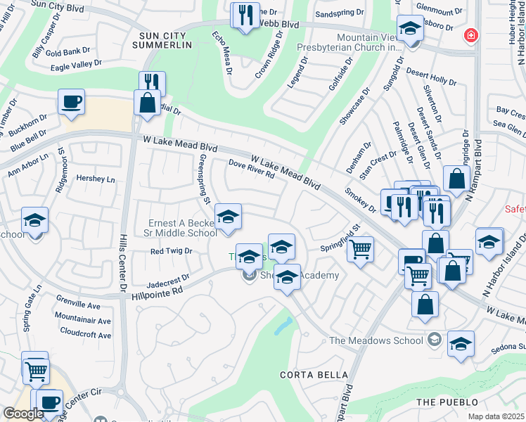 map of restaurants, bars, coffee shops, grocery stores, and more near 9017 Cotton Rose Way in Las Vegas