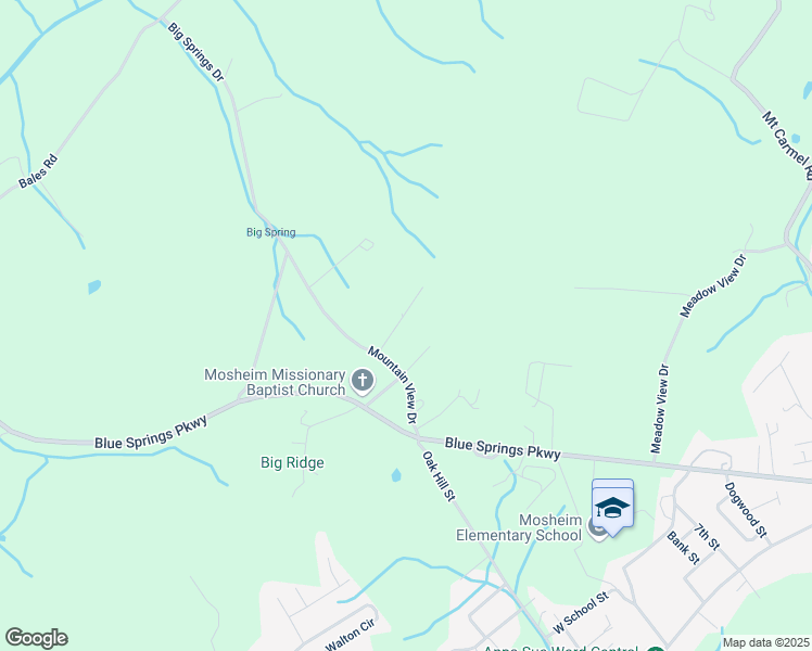 map of restaurants, bars, coffee shops, grocery stores, and more near 218 Mountain View Drive in Mosheim