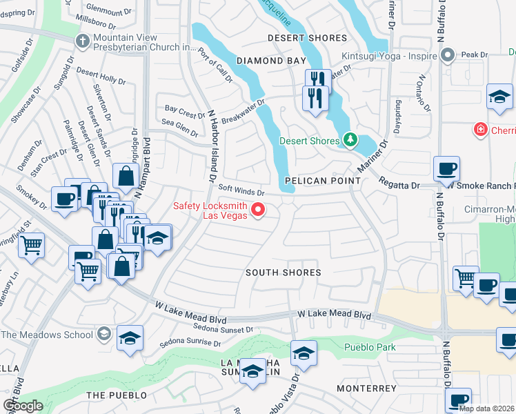 map of restaurants, bars, coffee shops, grocery stores, and more near 8217 Ocean Terrace Way in Las Vegas