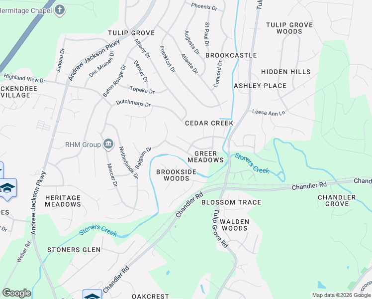 map of restaurants, bars, coffee shops, grocery stores, and more near 5041 Greer Station Drive in Nashville
