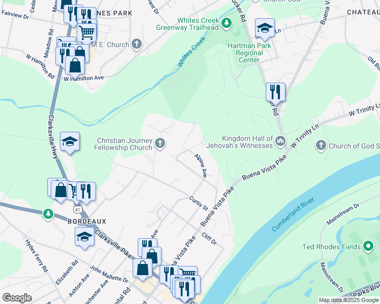 map of restaurants, bars, coffee shops, grocery stores, and more near 2410 West Street in Nashville