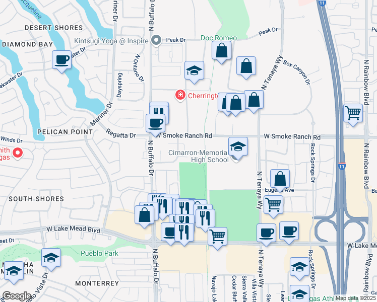map of restaurants, bars, coffee shops, grocery stores, and more near 7500 Holloran Court in Las Vegas