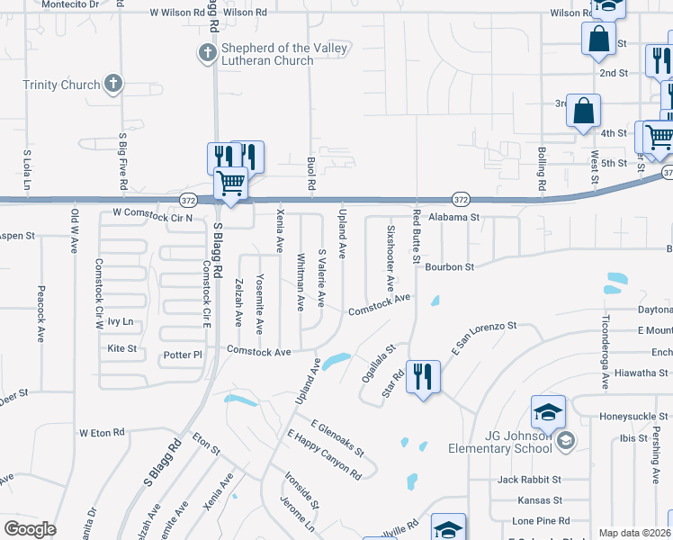 map of restaurants, bars, coffee shops, grocery stores, and more near 1130 Upland Avenue in Pahrump