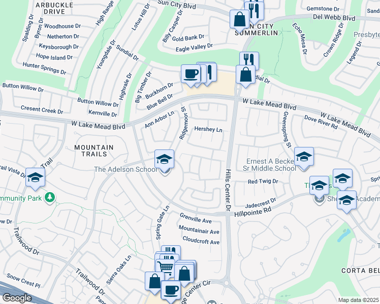 map of restaurants, bars, coffee shops, grocery stores, and more near 9552 Aspen Glow Drive in Las Vegas