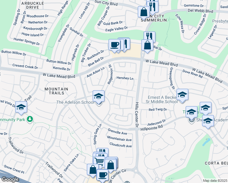 map of restaurants, bars, coffee shops, grocery stores, and more near 9552 Aspen Glow Drive in Las Vegas