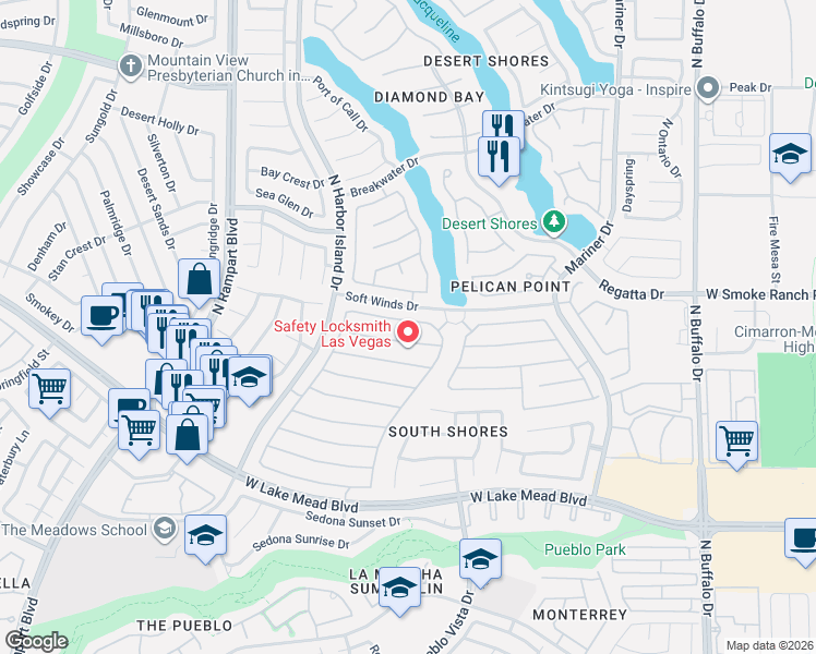 map of restaurants, bars, coffee shops, grocery stores, and more near 8217 Ocean Terrace Way in Las Vegas