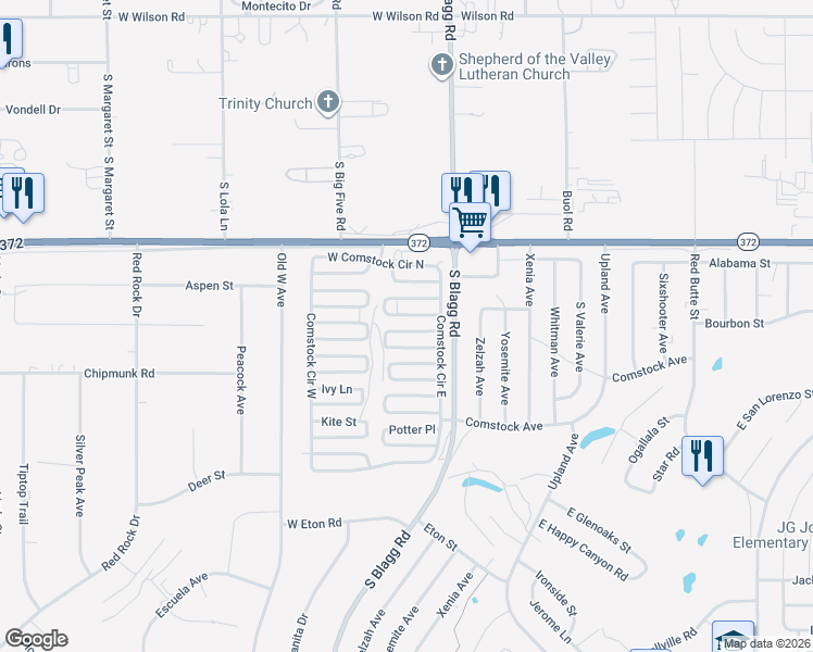map of restaurants, bars, coffee shops, grocery stores, and more near 90 Vegas Valley Dr in Pahrump