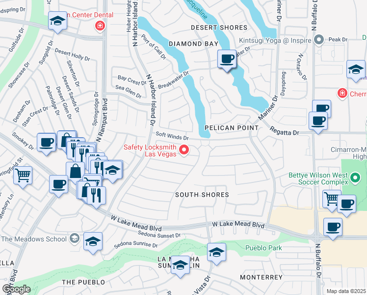 map of restaurants, bars, coffee shops, grocery stores, and more near 8217 Ocean Terrace Way in Las Vegas