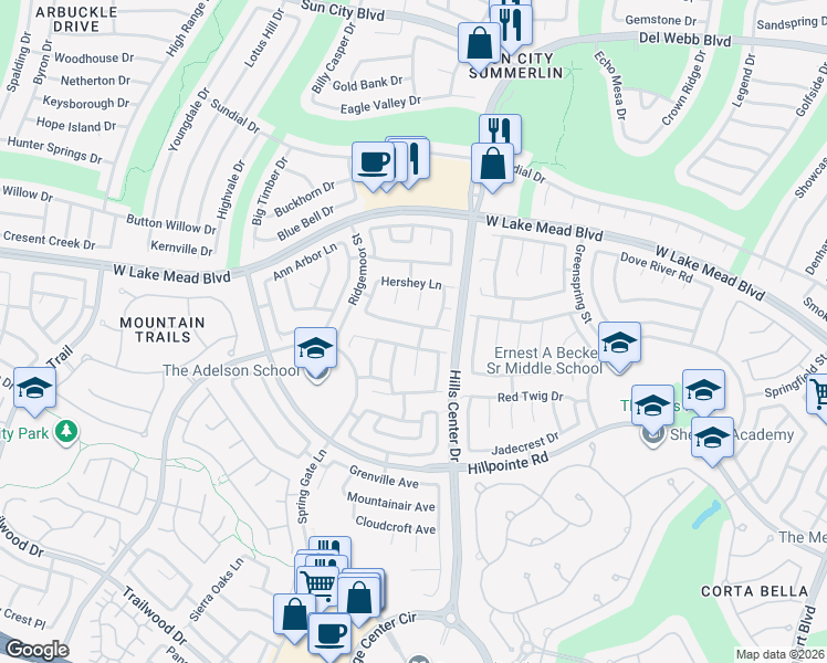 map of restaurants, bars, coffee shops, grocery stores, and more near 9441 Amber Valley Lane in Las Vegas