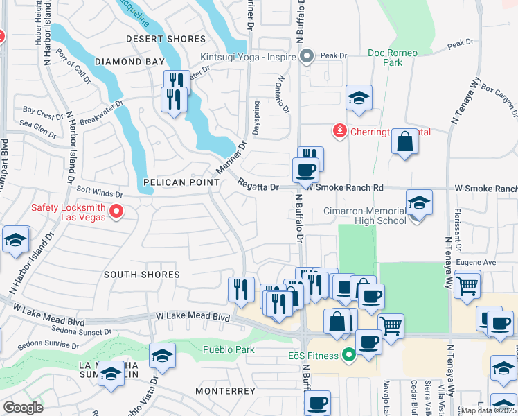 map of restaurants, bars, coffee shops, grocery stores, and more near 2312 Chapman Hill Drive in Las Vegas
