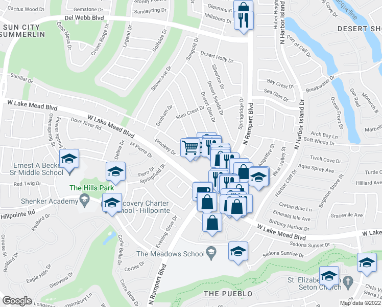 map of restaurants, bars, coffee shops, grocery stores, and more near 8709 Prairie Hill Drive in Las Vegas