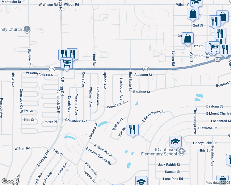 map of restaurants, bars, coffee shops, grocery stores, and more near 1131 South Thunderpass Avenue in Pahrump