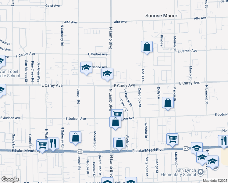 map of restaurants, bars, coffee shops, grocery stores, and more near 2364 North Lamb Boulevard in Las Vegas