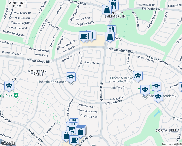 map of restaurants, bars, coffee shops, grocery stores, and more near 9437 Amber Valley Lane in Las Vegas