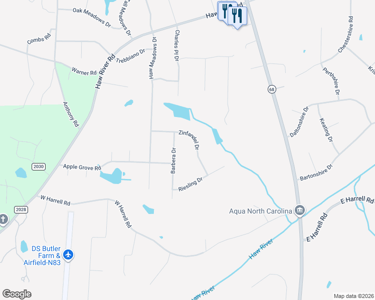 map of restaurants, bars, coffee shops, grocery stores, and more near 8129 Zinfandel Drive in Kernersville