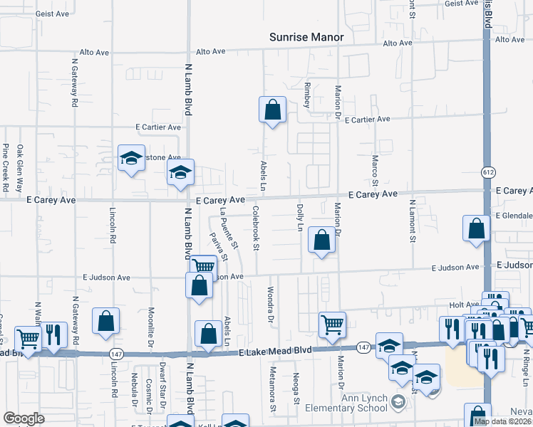 map of restaurants, bars, coffee shops, grocery stores, and more near 4506 El Tovar Ave in Las Vegas