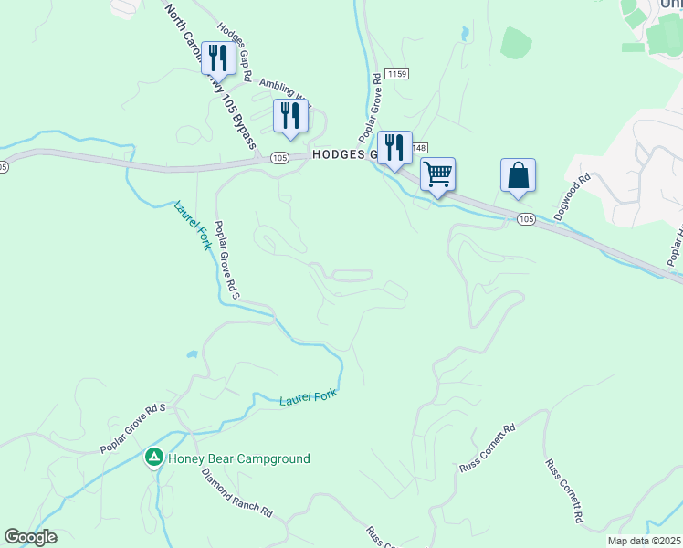 map of restaurants, bars, coffee shops, grocery stores, and more near 270 Mesa Circle in Boone