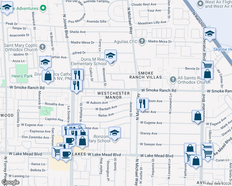 map of restaurants, bars, coffee shops, grocery stores, and more near in Las Vegas