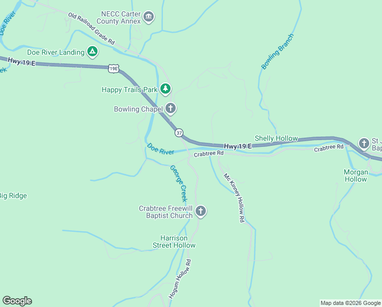 map of restaurants, bars, coffee shops, grocery stores, and more near 250 Crabtree Rd in Roan Mountain
