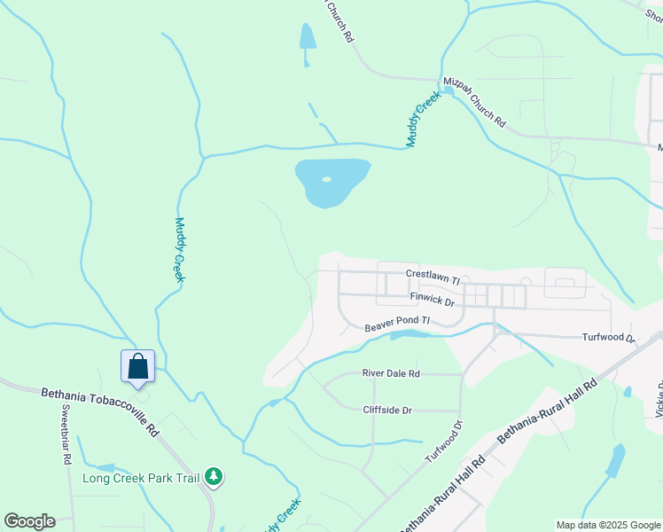 map of restaurants, bars, coffee shops, grocery stores, and more near 1715 Crestlawn Trail in Pfafftown
