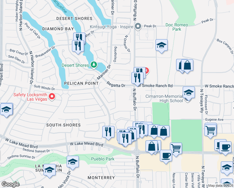 map of restaurants, bars, coffee shops, grocery stores, and more near 2316 Chapman Hill Drive in Las Vegas
