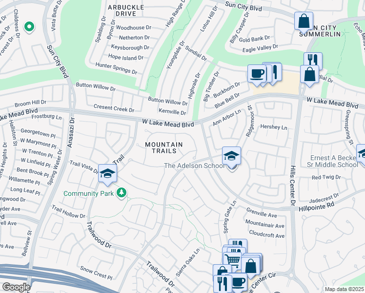 map of restaurants, bars, coffee shops, grocery stores, and more near 2304 Cedardale Place in Las Vegas