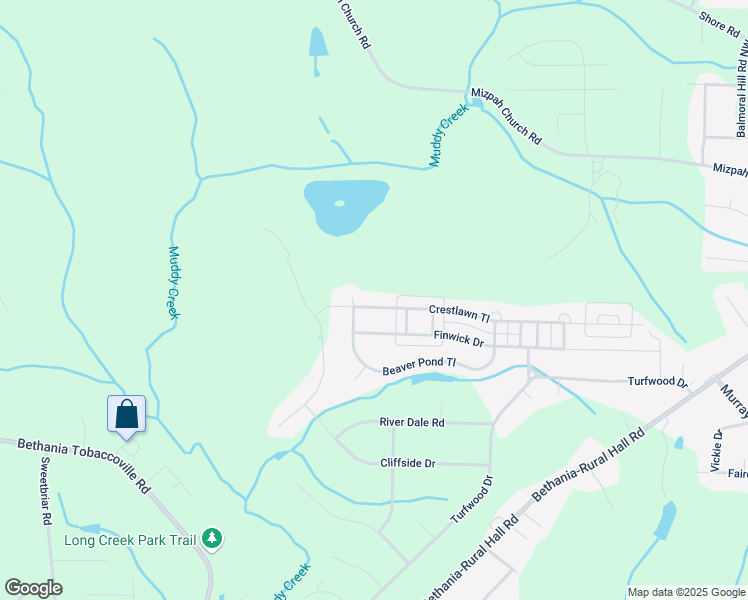 map of restaurants, bars, coffee shops, grocery stores, and more near 1671 Crestlawn Trail in Pfafftown