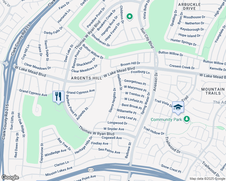 map of restaurants, bars, coffee shops, grocery stores, and more near 2301 Sierra Heights Drive in Las Vegas