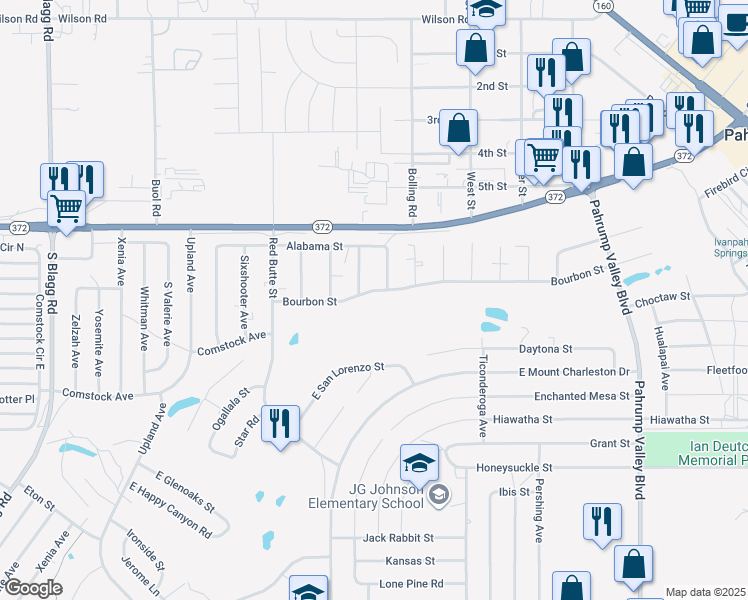 map of restaurants, bars, coffee shops, grocery stores, and more near 781 Bourbon Street in Pahrump