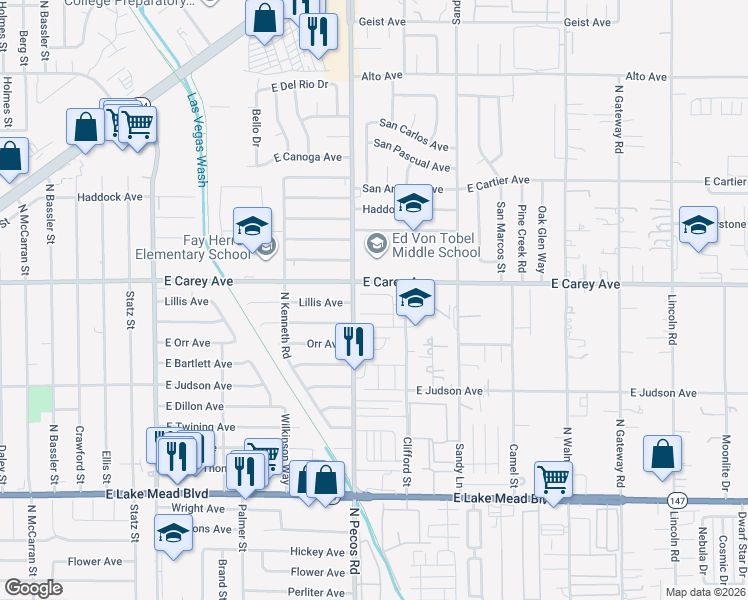 map of restaurants, bars, coffee shops, grocery stores, and more near 3539 Tokyo Court in Las Vegas