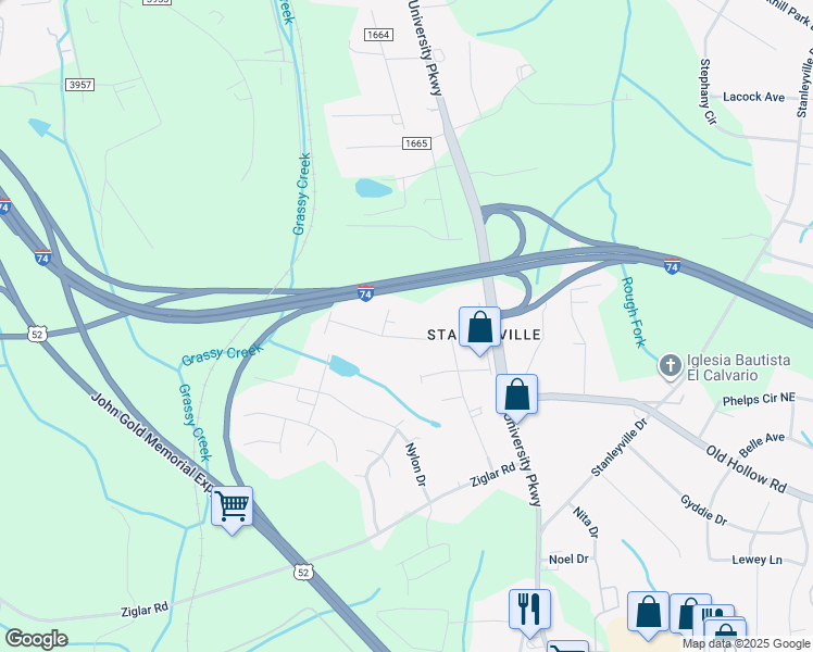 map of restaurants, bars, coffee shops, grocery stores, and more near 235 Stanleyville Manor Avenue in Rural Hall