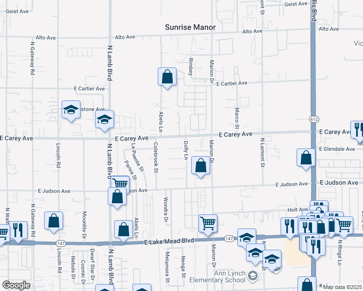 map of restaurants, bars, coffee shops, grocery stores, and more near 4586 El Tovar Avenue in Las Vegas