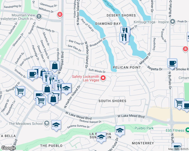 map of restaurants, bars, coffee shops, grocery stores, and more near 8245 Ocean Terrace Way in Las Vegas