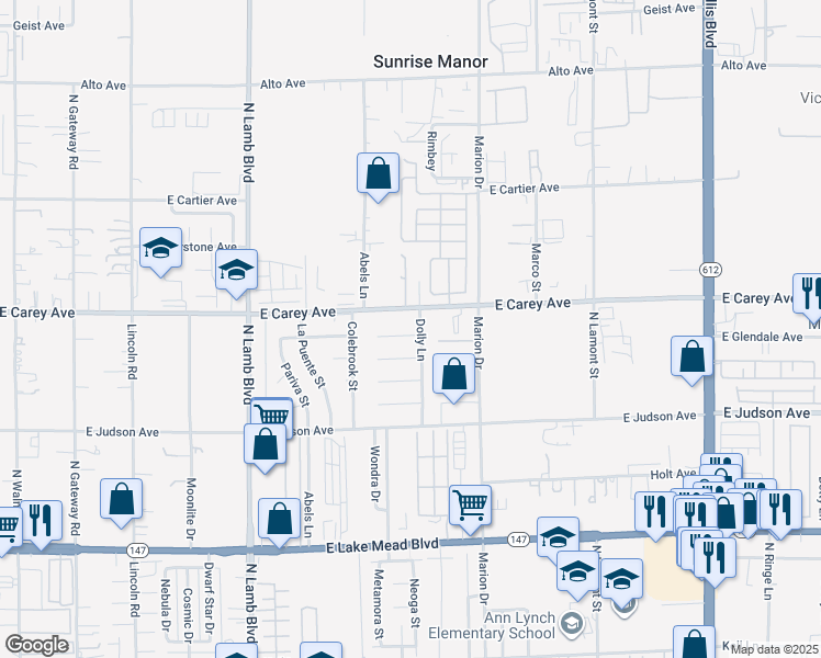 map of restaurants, bars, coffee shops, grocery stores, and more near 4586 El Tovar Avenue in Las Vegas