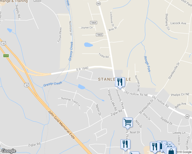 map of restaurants, bars, coffee shops, grocery stores, and more near 235 Stanleyville Manor Avenue in Rural Hall