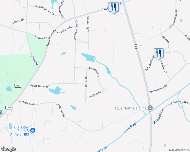 map of restaurants, bars, coffee shops, grocery stores, and more near 8129 Zinfandel Drive in Kernersville